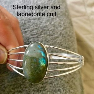 Sterling silver and labradorite cuff bracelet